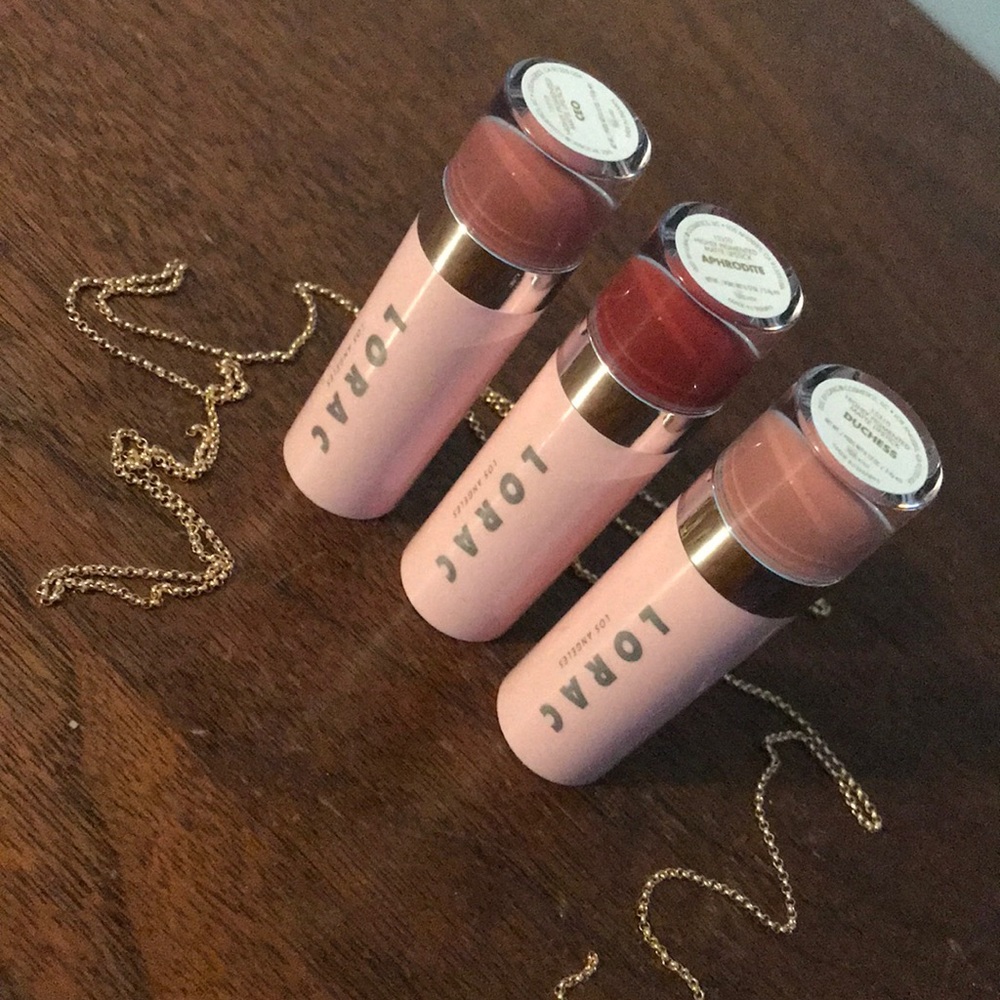 3 shades of Lorac lipstick